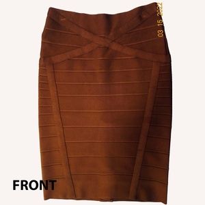 Authentic Vintage Harve Leger Bandage Skirt in Golden Brown size L
